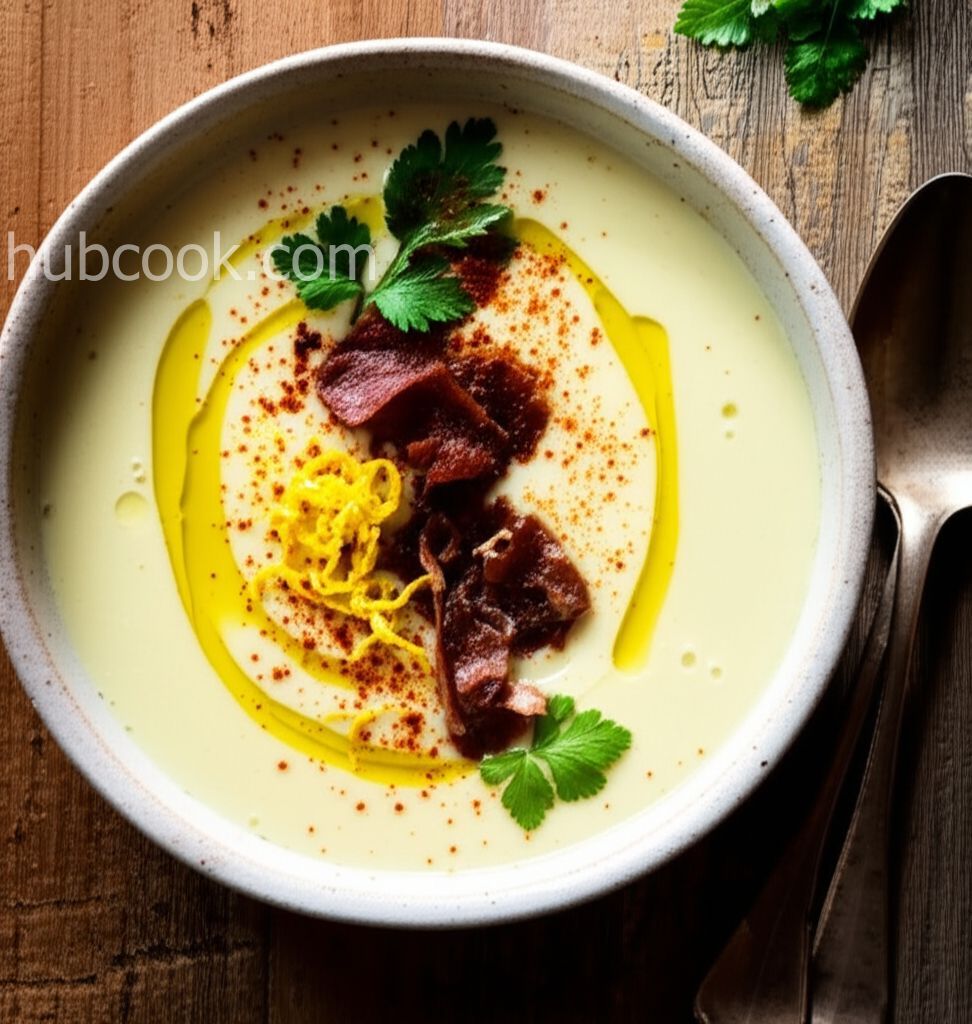 Garlic Soup with Crispy Prosciutto