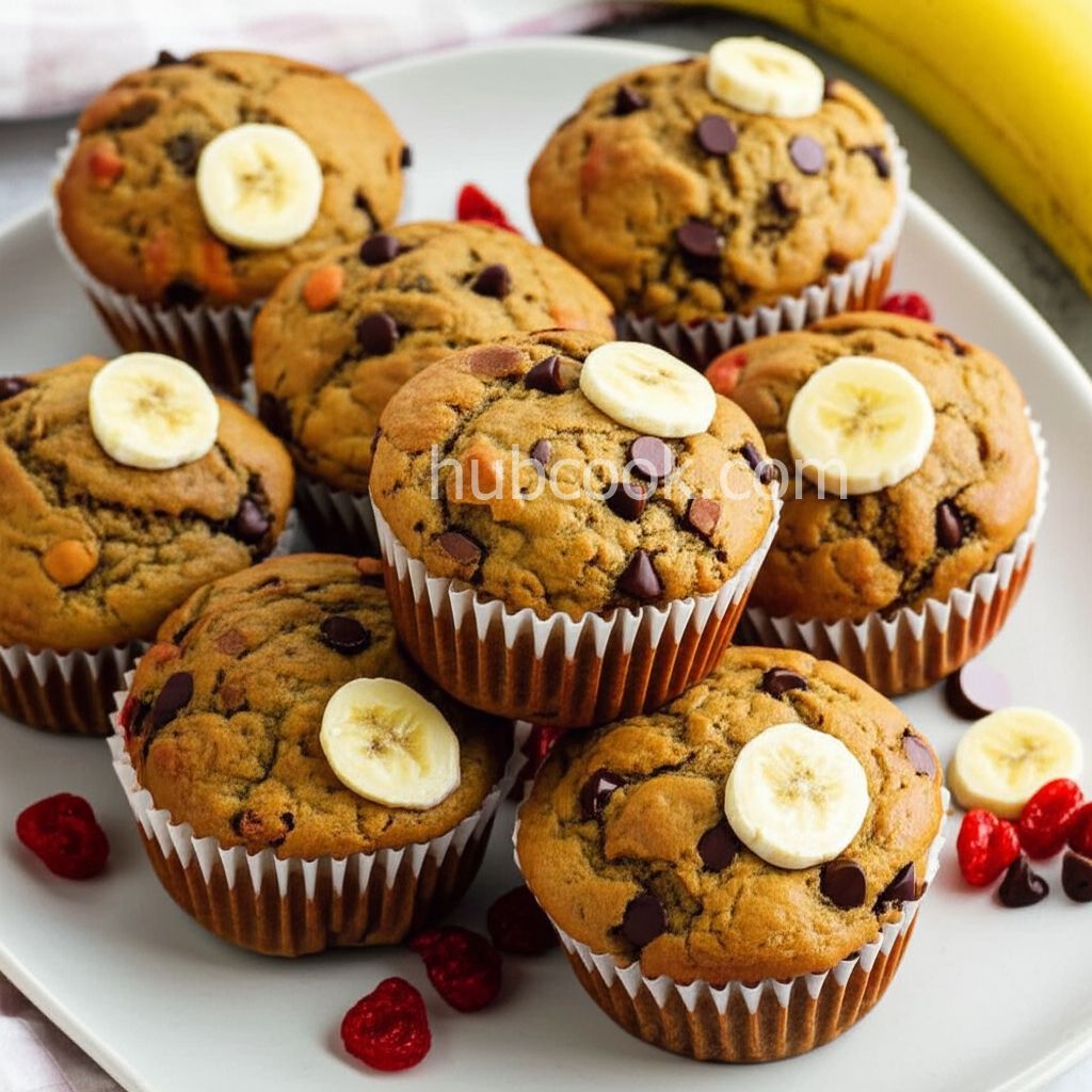 Healthier Banana Split Muffins