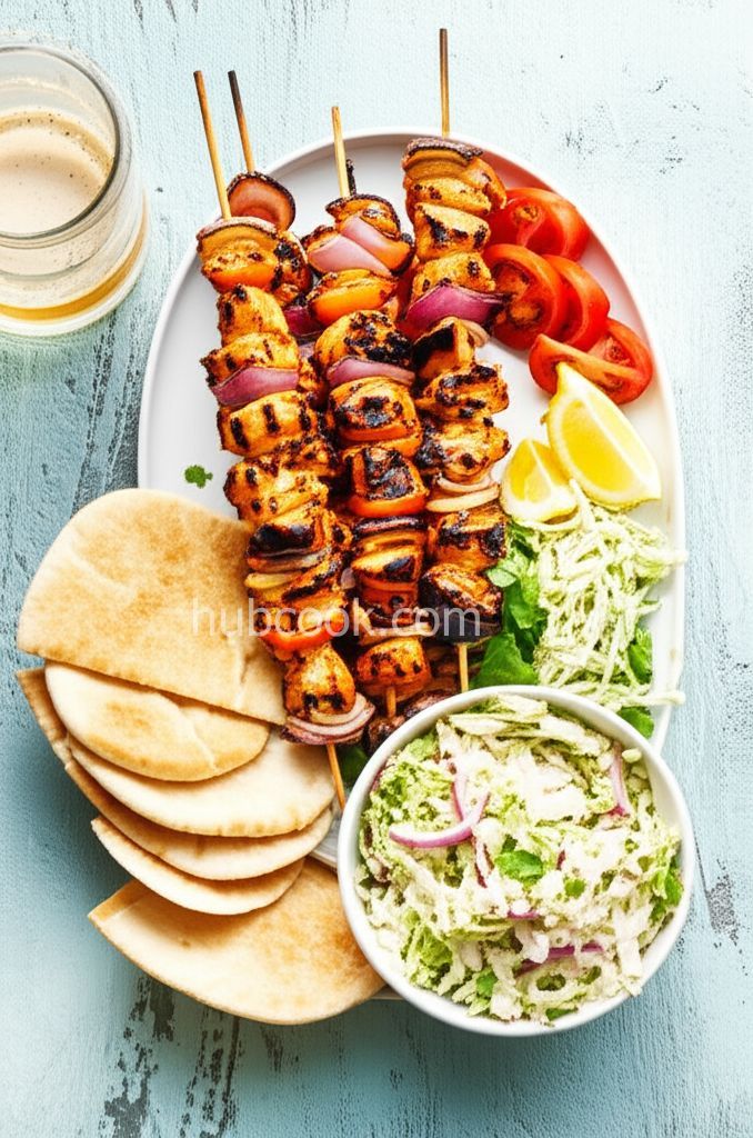 Marinated Mediterranean Chicken Pita and Slaw