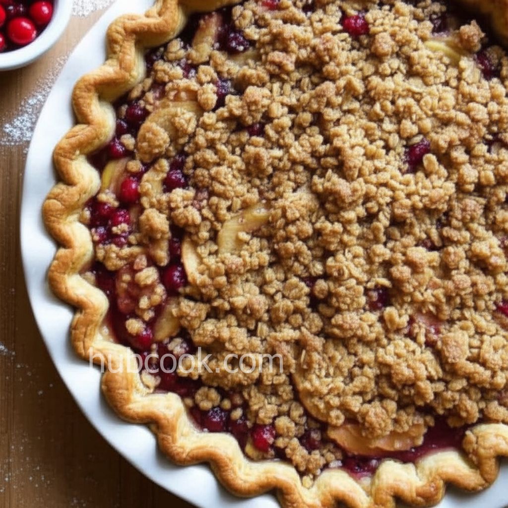 Reduced-Sugar Cranberry Apple Streusel Pie