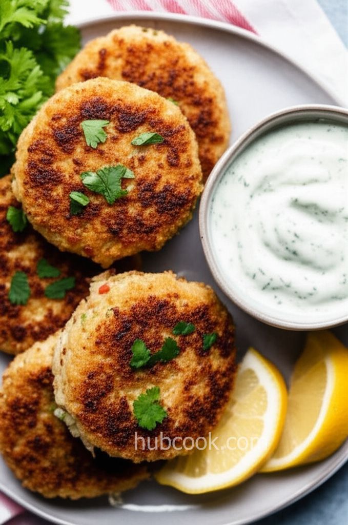 Crab Cakes with Cilantro-Sour Cream Sauce