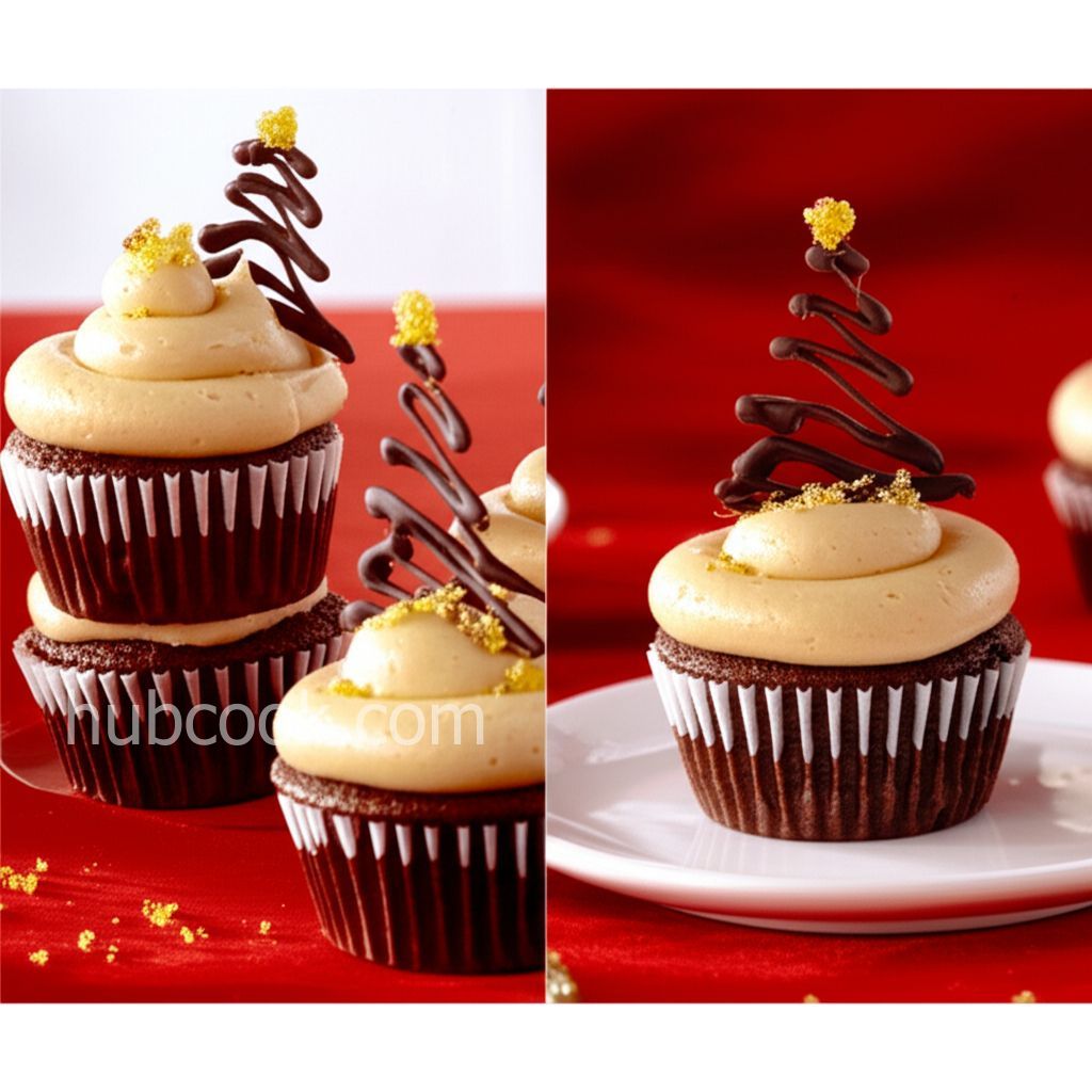 Ghirardelli Mini Gingerbread-Chocolate Chip Cupcakes With Molasses Buttercream