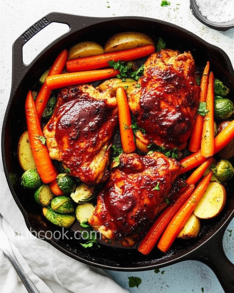 One-Skillet Roasted BBQ Chicken and Vegetables